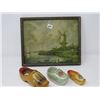 Image 1 : DUTCH PRINT (FRAMED) & 3 MINIATURE DUTCH CLOGS