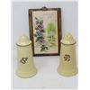 Image 1 : SALT & PEPPER SHAKERS (PFALTZGRAFF) & WOOD WALL PLAQUE (1935)