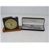 Image 1 : TABLE BAROMETER (OLD TAYLOR), PEN & PENCIL SET (PARKER) *IN BOX*