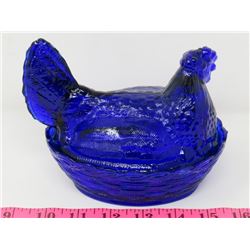 HEN ON NEST *NO CHIPS/CRACKS* (COBALT)