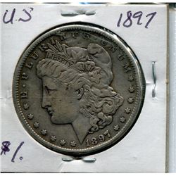 1897 USA SILVER "MORGAN" DOLLAR