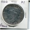 Image 1 : 1922 USA SILVER "PEACE" DOLLAR