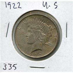 1922 USA SILVER "PEACE" DOLLAR