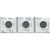 Image 1 : LOT OF 3 1947 CNDN 5 CENT PCS (1 DOT, 1 MAPLE LEAF)