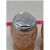 Image 2 : SALT AND PEPPER SHAKERS (PINK COLORED GLASS) *4 1/2 INCHES HIGH*