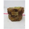 Image 2 : BIRCH BASKET CONTAINER (GOOD SHAPE) *WHITE FLOWER MOTIF*