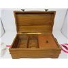Image 1 : WOOD HUMIDOR (PIPE & TOBACCO) *BRASS HANDLES* (13" L, 5" H, 7" D)