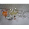 Image 1 : GLASS WARE (9 PCS), *4 SHERBERTS, PINK SHAKER, YELLOW BOWL, ETC*