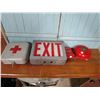 Image 1 : LOT OF 3 (FIRE BELL, PULL EXIT SIGN, SAFETY KIT BOX)