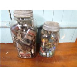 LOT OF 2 JUNK JARS OF COLLECTIBLES