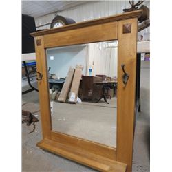 HALL ENTRANCE WALL MIRROR (W/COAT HOOKS; 28" X 35")