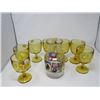 Image 1 : 7 AMBER DRINK GLASSES (BARTLETT-COLLINS) & WARNER BROTHERS CARTOON CARAFE