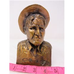 BANK BUST (CHARLES M. RUSSEL) *1962* (METAL W/BRONZE COLOR)