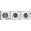 Image 1 : 1960s SET OF THREE CNDN PCS - 5 CENT PC, 25 CENT PC & DOLLAR (SILVER)