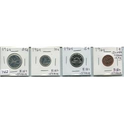 1960s CNDN SET OF 1 CENT TO 25 CENT PCS (QTY 4, SOME SILVER)