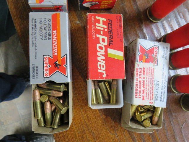 LOT OF (22 CALIBER) LONG SHELLS, 5 BOXES FULL 1 PARTIAL & 6 (12 GAUGE ...