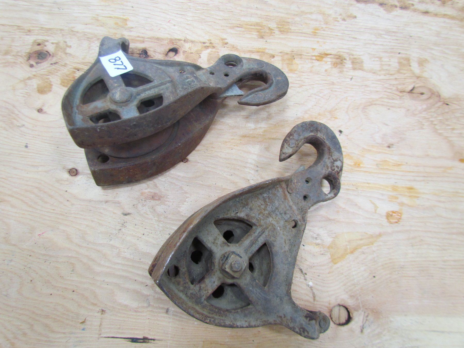LOT OF 2 BARN TRUCK PULLEYS *10" LONG*