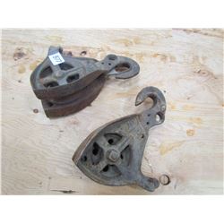 LOT OF 2 BARN TRUCK PULLEYS *10" LONG*