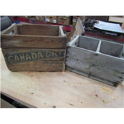 LOT OF 2 WOODEN POP CRATES (7-UP & CANADA DRY)