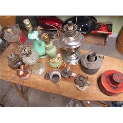 LOT OF LAMPS & PARTS (COAL OIL & ELECTRIC)