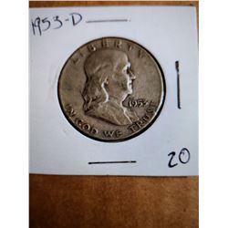 1953 D Franklin Half Dollar
