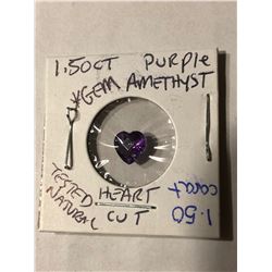 Beautiful 1.50 carat Purple AMETHYST Heart Cut Tested Natural