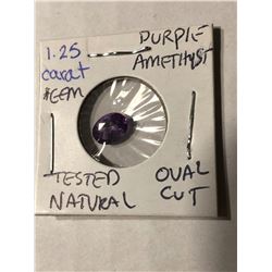 Beautiful 1.25 carat Purple Amethyst Oval Cut Tested Natural