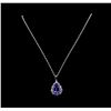 Image 2 : GIA Cert 18.21 ctw Tanzanite and Diamond Pendant With Chain - 14KT White Gold