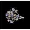 Image 1 : 0.60 ctw Tanzanite and Diamond Ring - 14KT White Gold