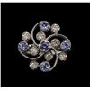 Image 2 : 0.60 ctw Tanzanite and Diamond Ring - 14KT White Gold