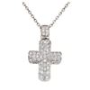 Image 1 : 1.00 ctw Diamond Cross Pendant with Chain - 18KT White Gold and Stainless Steel