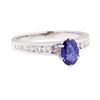 Image 1 : 0.91 ctw Sapphire and Diamond Ring - 14KT White Gold