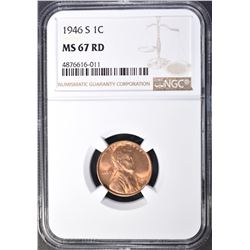 1946-S LINCOLN CENT, NGC MS-67 RED
