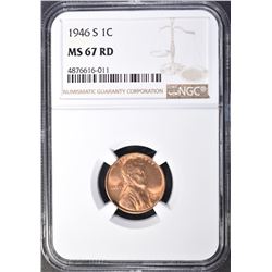 1946-S LINCOLN CENT, NGC MS-67 RED