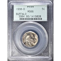 1938-D BUFFALO NICKEL, PCGS MS-65 OLD GREEN HOLDER