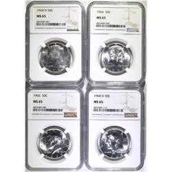 1964, 64-D, 65 & 68-D KENNEDY HALVES  NGC MS-65