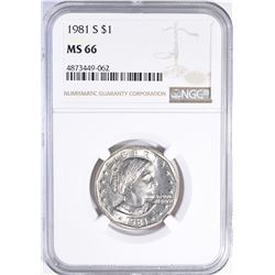 1981-S SBA DOLLAR, NGC MS-66