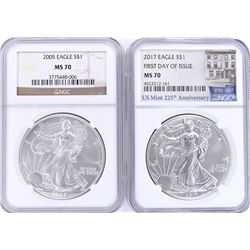 2017 FIRST DAY & 2005 ASE   NGC MS-70