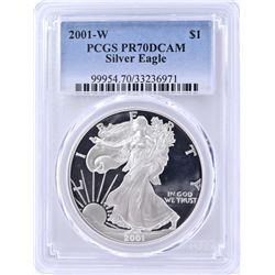 2001-W SILVER AMERICAN EAGLE  PCGS PR-70 DCAM