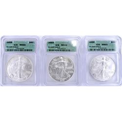 2000, 03, 05 SILVER AMERICAN EAGLES  ICG MS-69