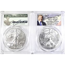 (2) 2017 ASE FIRST DAY ISSUE  PCGS MS-70