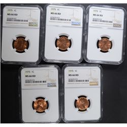 5 - 1975 LINCOLN CENTS NGC MS66RD