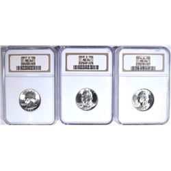 3 S MINT WASHINGTON QUARTERS NGC MS-66