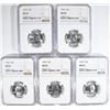 Image 1 : ( 5 ) 1964 WASHINGTON QTR NGC MS65