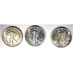 3 - 1944-S WALKING LIBERTY HALF DOLLARS