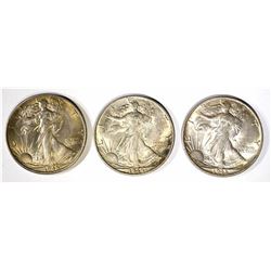 3 - 1945-S WALKING LIBERTY HALF DOLLARS