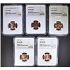 Image 1 : 5 LINCOLN CENTS NGC MS-66 RD