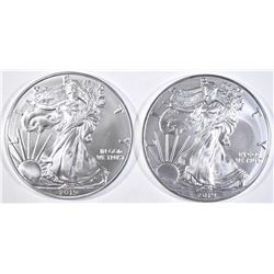 2-GEM BU 2019 AMERICAN SILVER EAGLES