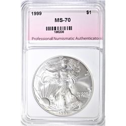 1999 AMERICAN SILVER EAGLE, PNA PERFECT GEM BU