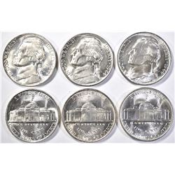 6-GEM BU 1944-P JEFFERSON SILVER NICKELS